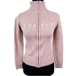 Theory Woments Size 160 US XS Petite Zip Up High Neck Sweater